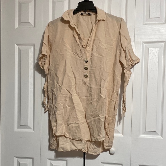 Zara Tops - Zara Beige Button-Up Tunic
